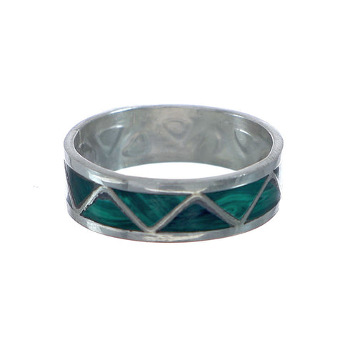 Navajo Inlay Malachite Sterling Silver Ring Size 6-1/2 NX11754
